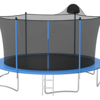 Jump Into Fun Trampoline 14FT for Adults and Kids, 1000LBS Outdoor Recreational Trampoline with Baskertball Hoop, Enclosure Net, and Ladder, No Gap Design, Capacity for 6-8 Kids