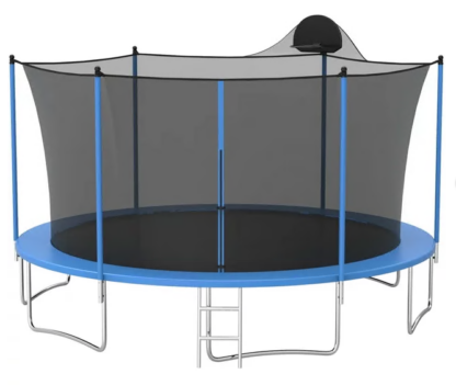 Jump Into Fun Trampoline 14FT for Adults and Kids, 1000LBS Outdoor Recreational Trampoline with Baskertball Hoop, Enclosure Net, and Ladder, No Gap Design, Capacity for 6-8 Kids