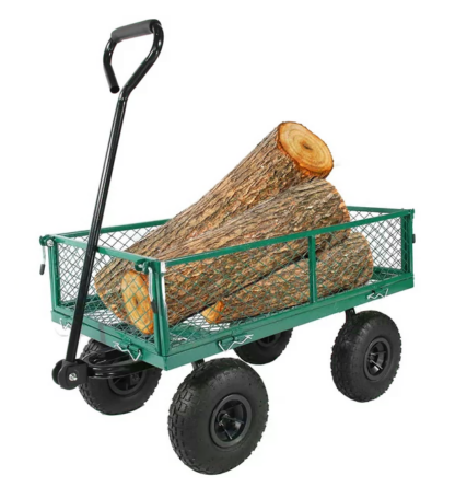 Jump Into Fun Wagon Cart, Steel Mesh Garden Cart with 10" Wheel, Utility Wagon 660LBS Capacity, Garden Wagon with Removable Sides, Newest Folding Garden Cart and Wagon Heavy Duty, Yard Wagon, Green