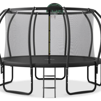 Jump Into Fun Trampoline 12FT 14FT 15FT 16FT, 1200LBS Trampoline for Adults/ 5-6 Kids, Trampoline with Enclosure, Basketball Hoop, Wind Stakes, Outdoor Upgraded Arc Pole Trampoline