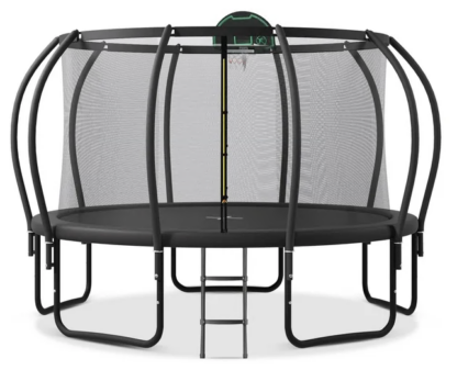 Jump Into Fun Trampoline 12FT 14FT 15FT 16FT, 1200LBS Trampoline for Adults/ 5-6 Kids, Trampoline with Enclosure, Basketball Hoop, Wind Stakes, Outdoor Upgraded Arc Pole Trampoline
