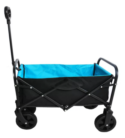 Jump Into Fun Collapsible Wagon, Mini Wagons Carts Heavy Duty Foldable with Push Bar, Beach Wagon with Big Wheels for Sand, Wagons for Kids for Camping, Shopping, Garden Utility Wagon, Beach Cart