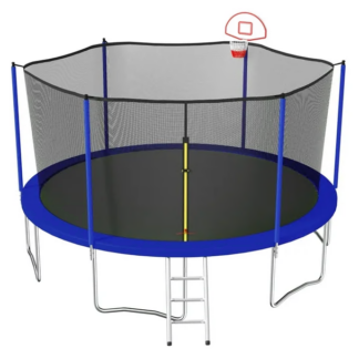 Jump Into Fun Trampoline 15FT, 1500LBS Trampoline for Adults/7-8 Kids, Outdoor Trampolines with Enclosure, Basketball Hoop, Ladder, No Gap Design Adults Recreational Trampoline