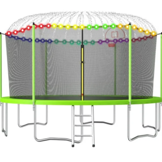 Jump Into Fun Trampoline 15FT, 1500LBS Trampoline for 3-4 Adults or 7-8 Kids, Trampoline with Enclosure, Basketball Hoop, More Gifts, Recreational Outdoor Spray Galvanized Trampoline