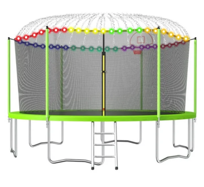 Jump Into Fun Trampoline 15FT, 1500LBS Trampoline for 3-4 Adults or 7-8 Kids, Trampoline with Enclosure, Basketball Hoop, More Gifts, Recreational Outdoor Spray Galvanized Trampoline