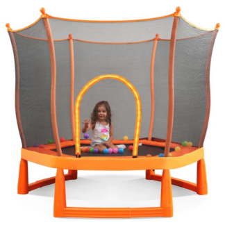 Jump Into Fun 6FT Trampoline for Kids, Mini Trampoline Indoor & Outdoor Toddlers Trampoline with Safety Enclosure, Ocean Balls, No Gap Design Trampoline, Birthday Gift for Kids Age 1-8, Orange