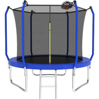 Jump Into Fun Trampoline 14FT 12FT 10FT 8FT, 1000LBS Trampoline for 3-4 Kids, Outdoor Trampoline with Enclosure, Basketball Hoop and Ladder, Upgraded Galvanized Recreational Trampoline