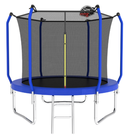 Jump Into Fun Trampoline 14FT 12FT 10FT 8FT, 1000LBS Trampoline for 3-4 Kids, Outdoor Trampoline with Enclosure, Basketball Hoop and Ladder, Upgraded Galvanized Recreational Trampoline
