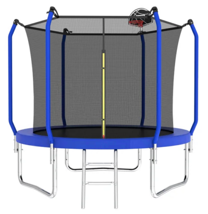 Jump Into Fun Trampoline 14FT 12FT 10FT 8FT, 800LBS Trampoline for 2-3 Kids, Outdoor Trampoline with Enclosure, Basketball Hoop and Ladder, Upgraded Galvanized Recreational Trampoline