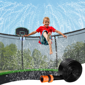 Jump Into Fun Trampoline Sprinkler, 49.2FT Summer Backyard Trampoline Sprinkler for Kids and Adults, Outdoor Trampoline Game Water Sprinkler Accessories, Fun Summer Toys for Water Play