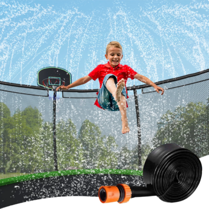 Jump Into Fun Trampoline Sprinkler, 49.2FT Summer Backyard Trampoline Sprinkler for Kids and Adults, Outdoor Trampoline Game Water Sprinkler Accessories, Fun Summer Toys for Water Play