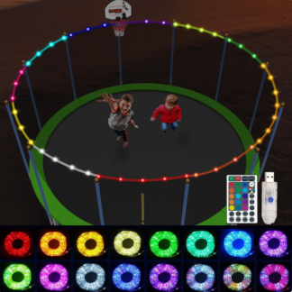 Jump Into Fun Trampoline Lights, 49.2FT Remote Control Trampoline Rim LED Light for All Trampoline for Kids and Adults, 16 Color Change by Yourself, Waterproof, Super Bright to Play at Night Outdoors