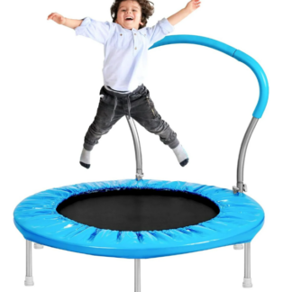 Jump Into Fun 36'' Trampoline for Kids, Toddler Trampoline with Foldable Handle Bar and Safety Padded Cover, Indoor/ Outdoor Mini Fitness Rebounder Trampoline for Adults, Safe and Secure