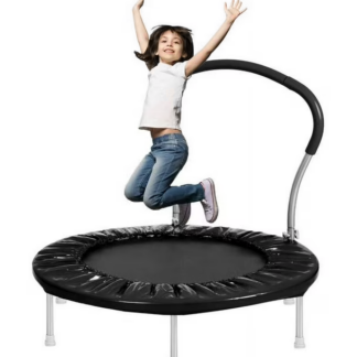 Jump Into Fun 36'' Trampoline for Kids, Toddler Trampoline with Foldable Handle Bar and Safety Padded Cover, Indoor/ Outdoor Mini Fitness Rebounder Trampoline for Adults, Safe and Secure