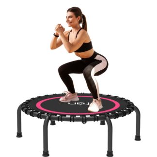 Jump Into Fun 40"/48"/50" Fitness Mini Trampoline for Adults, Foldable Trampoline with Durable Bungees and Waterproof Jumping Mat, 330LBS Slient Exercise Rebounder for Indoor/Garden Workout