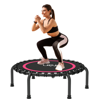 Jump Into Fun 40"/48"/50" Fitness Mini Trampoline for Adults, Foldable Trampoline with Durable Bungees and Waterproof Jumping Mat, 330LBS Slient Exercise Rebounder for Indoor/Garden Workout