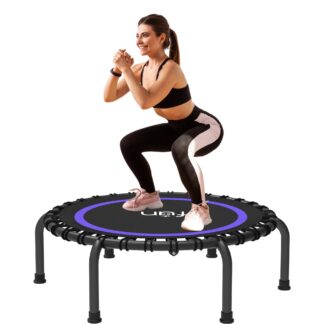Jump Into Fun 40'' Foldable Mini Trampoline with Durable Bungees and Waterproof Jumping Mat, Fitness Rebounder Trampoline for Adults, 330LBS Indoor/Outdoor Workout Trampoline