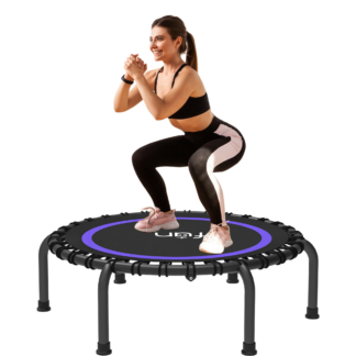 Jump Into Fun 40"/48"/50" Fitness Mini Trampoline for Adults, Foldable Trampoline with Durable Bungees and Waterproof Jumping Mat, 330LBS Slient Exercise Rebounder for Indoor/Garden Workout