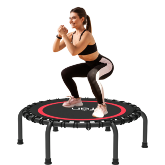 Jump Into Fun 40'' Foldable Mini Trampoline with Durable Bungees and Waterproof Jumping Mat, Fitness Rebounder Trampoline for Adults, 330LBS Indoor/Outdoor Workout Trampoline