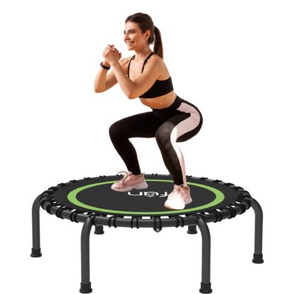Jump Into Fun 40"/48"/50" Fitness Mini Trampoline for Adults, Foldable Trampoline with Durable Bungees and Waterproof Jumping Mat, 330LBS Slient Exercise Rebounder for Indoor/Garden Workout